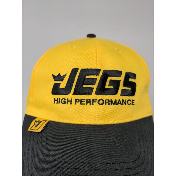 Jegs Headware High Performance  Strapback Hat Yellow & Black Embroidered Logo - Picture 3 of 8